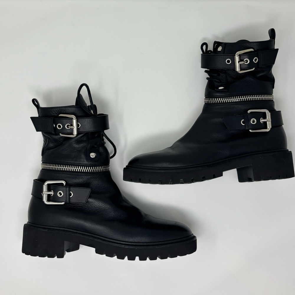 Giuseppe Zannoti Hilary Black Reversible Boots Size 39 Italy EUC